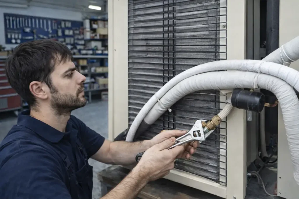 İstanbul Anadolu Yakası klima drenaj tıkanıklığı açma hizmeti yapan teknik servis ustası klima su tahliye borusu temizleme