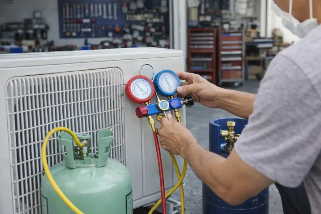 İstanbul Anadolu Yakası klima gaz dolumu yapan teknik servis ustası klima gaz basım işlemi