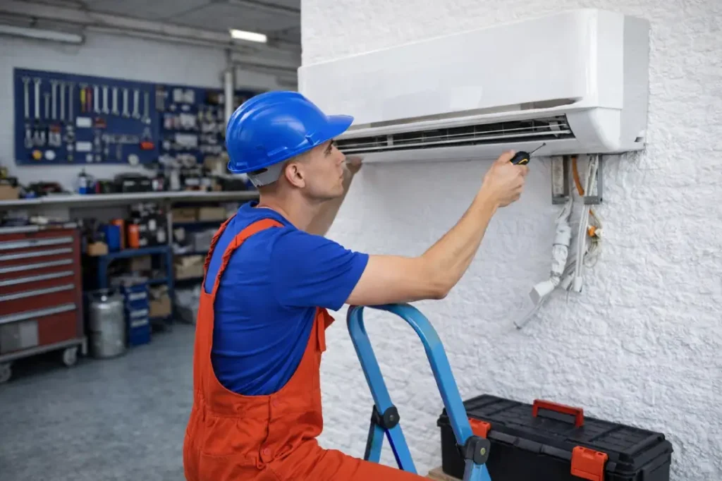 klima sökme takma servisi yapan teknik servis ustası klima montaj ve demontaj işlemi