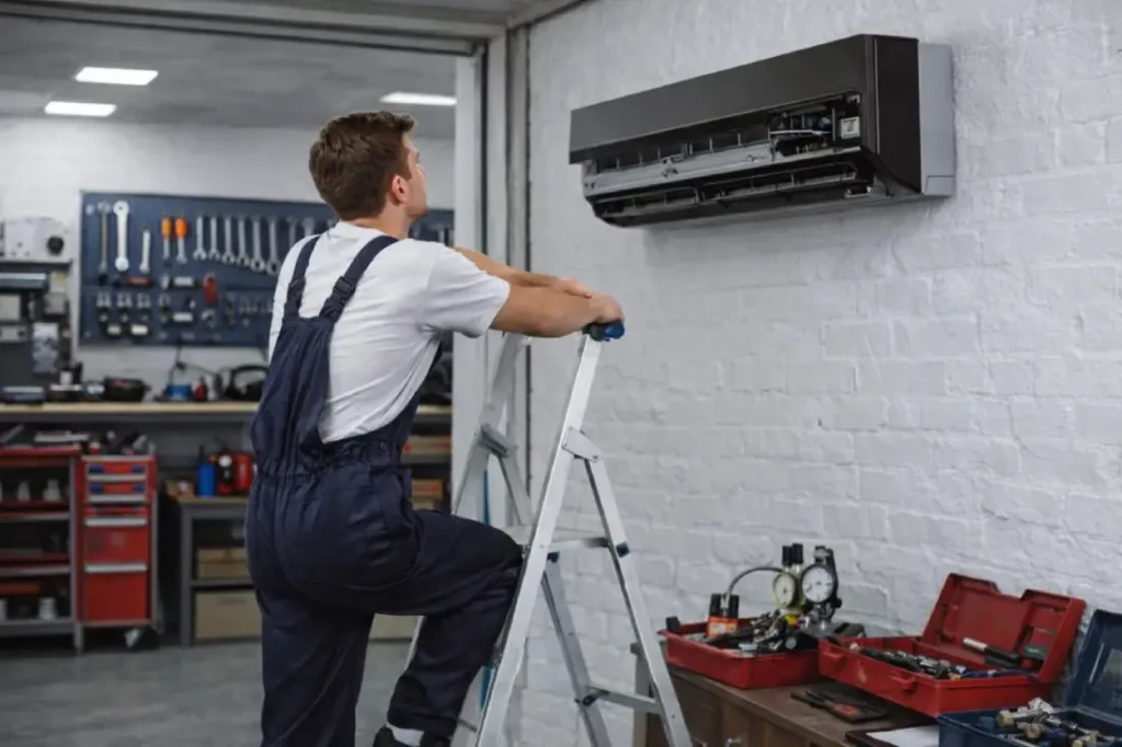 klima tamir servisi hizmeti veren teknik servis ustası klima bakım ve klima arıza onarım işlemi