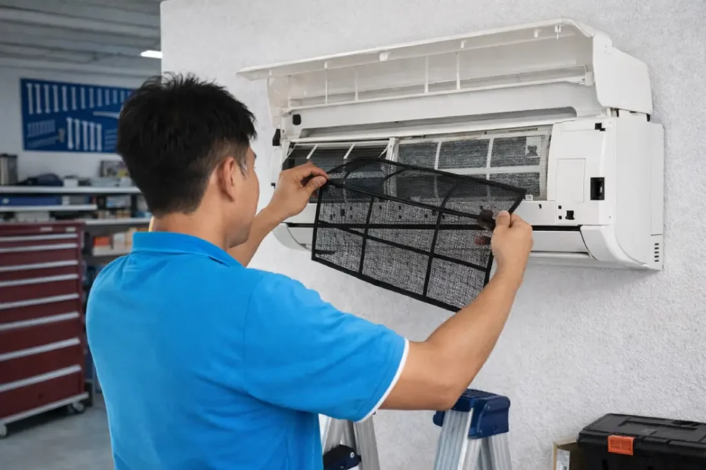 Maltepe Arçelik Klima Servisi İletişim İçin Split Klima Bakım Ve Filtre Temizliği Yapan Teknik Servis Ustası