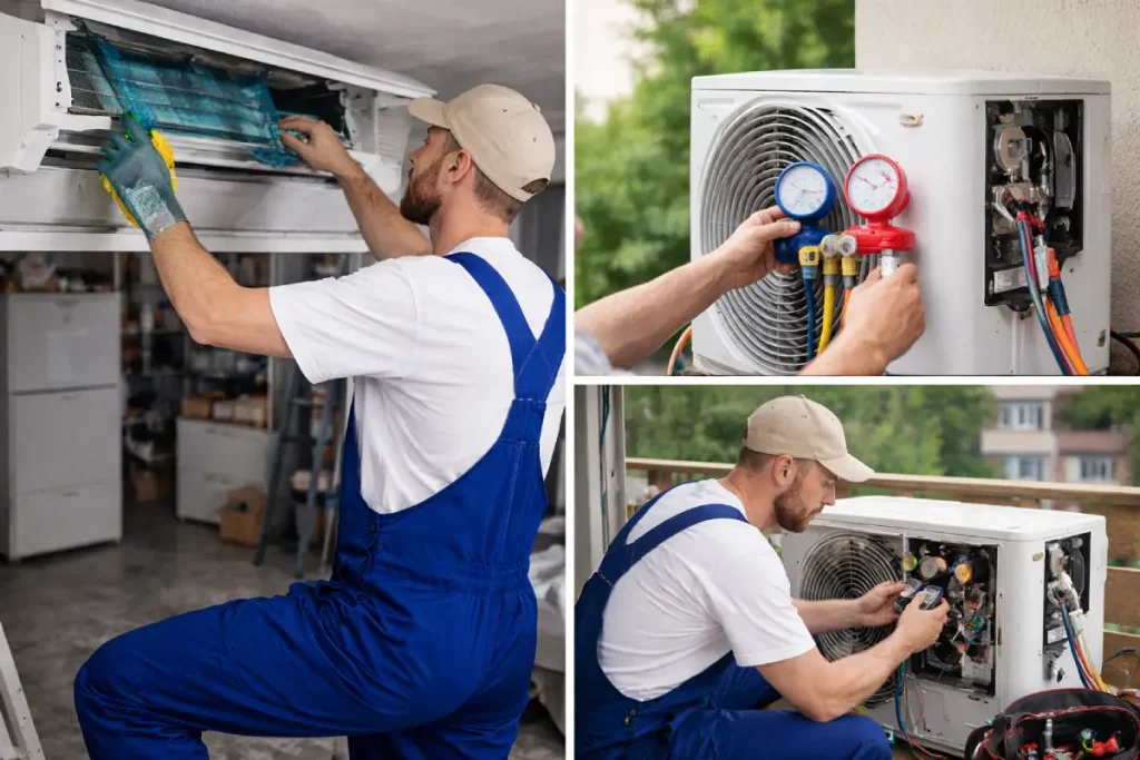 Maltepe Vestel klima bakımı yapan teknik servis ekibi klima temizlik ve gaz kontrol işlemi